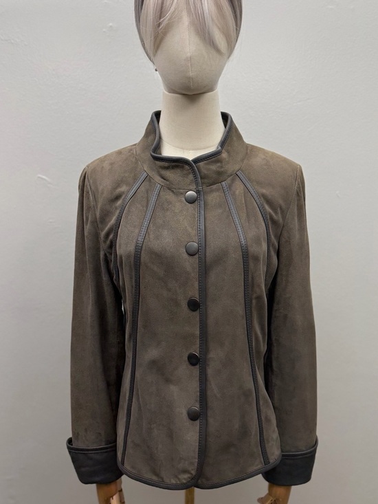 Classiques Entier Jackets & Blazers - Classiques Entier Atelier 100% Leather Suede Jacket Brown Gray Trim Snap Front M